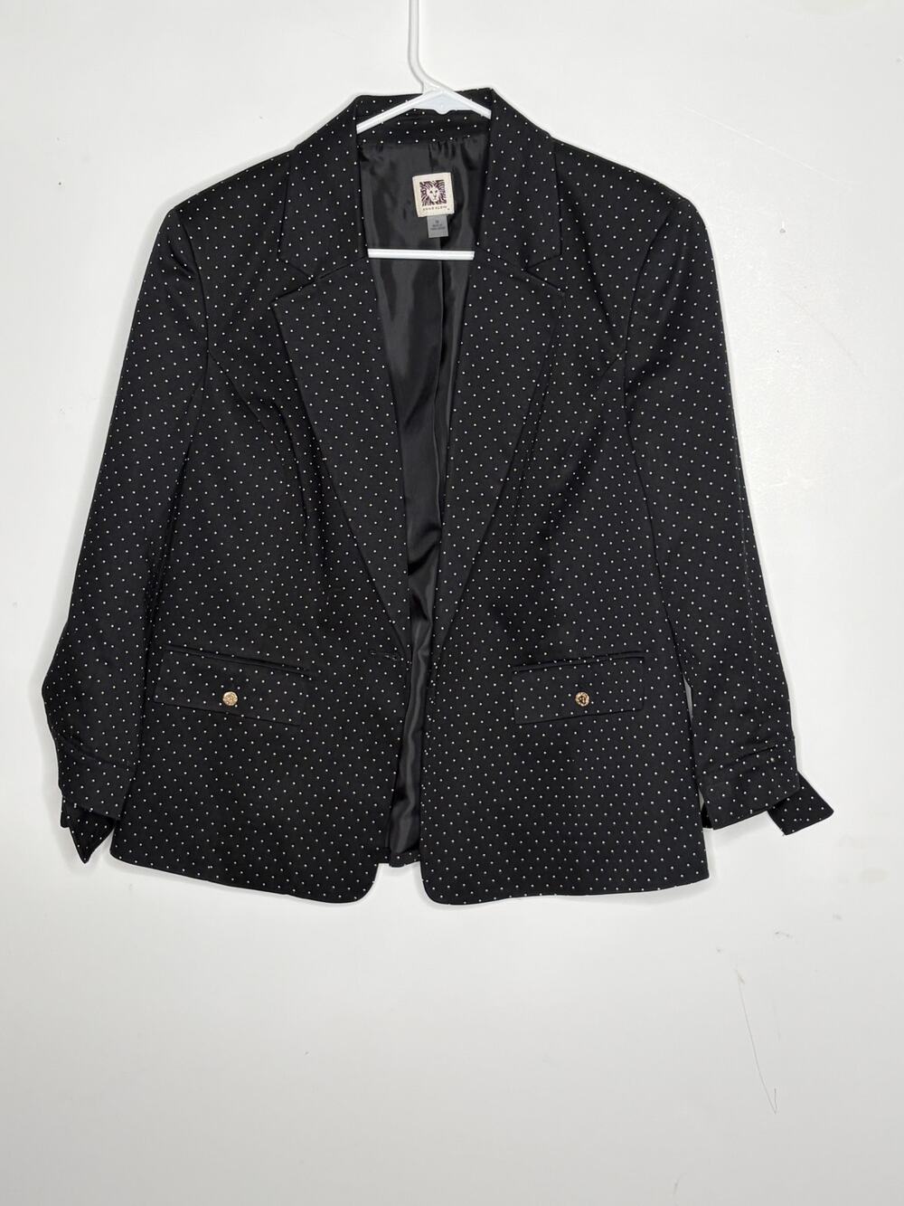 Anne Klein Black & White Polka Dot Blazer Size M